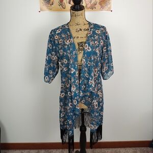 Blue & Brown Floral Kimono!
